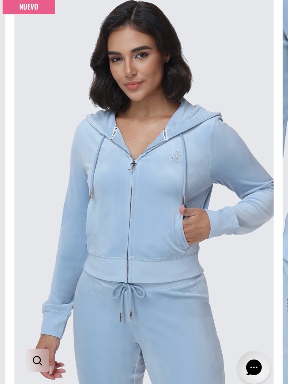 Juicy Couture Light Blue Velour Zip Hoodie